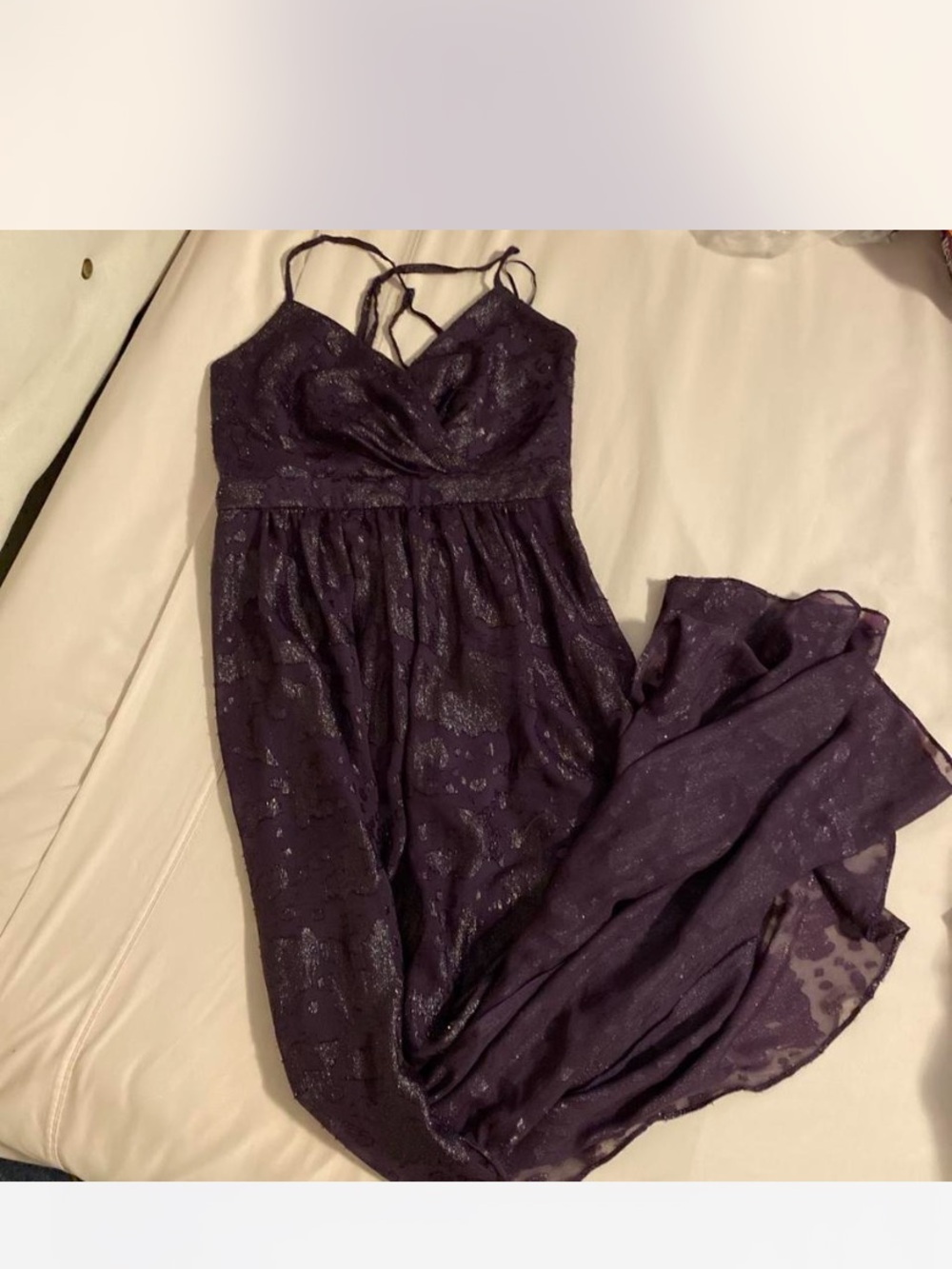 Max & Cleo Deep Purple Sparkle Maxi Dress Sz S